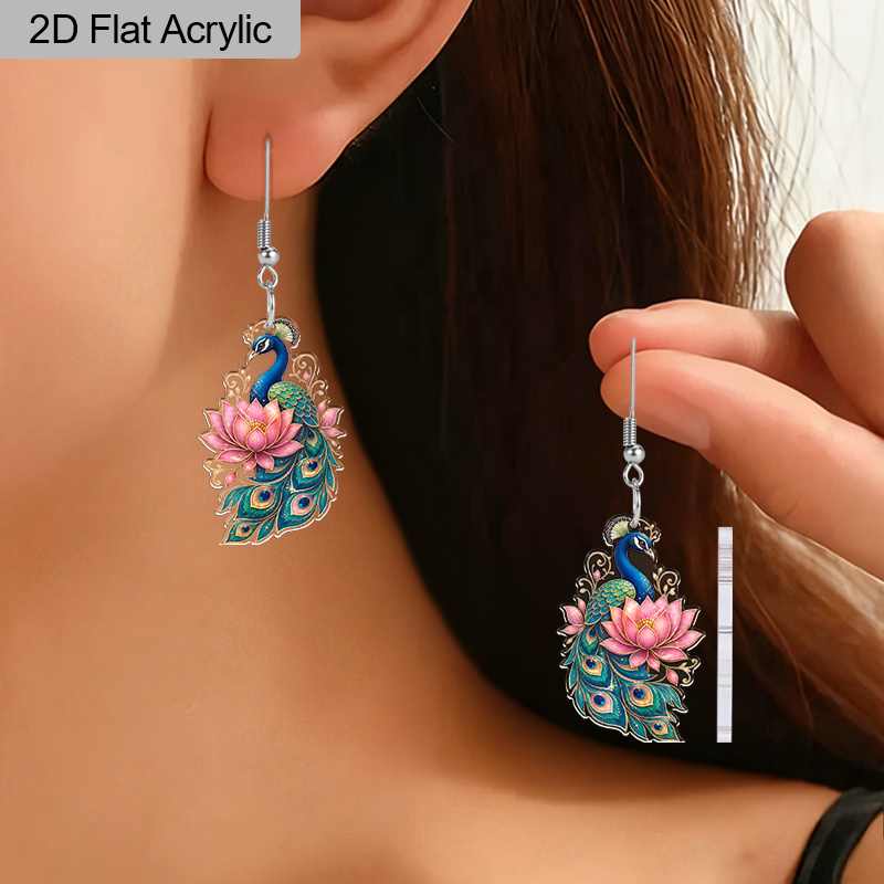 Women's Blooming Lotus Peacock Acrylic Earrings
